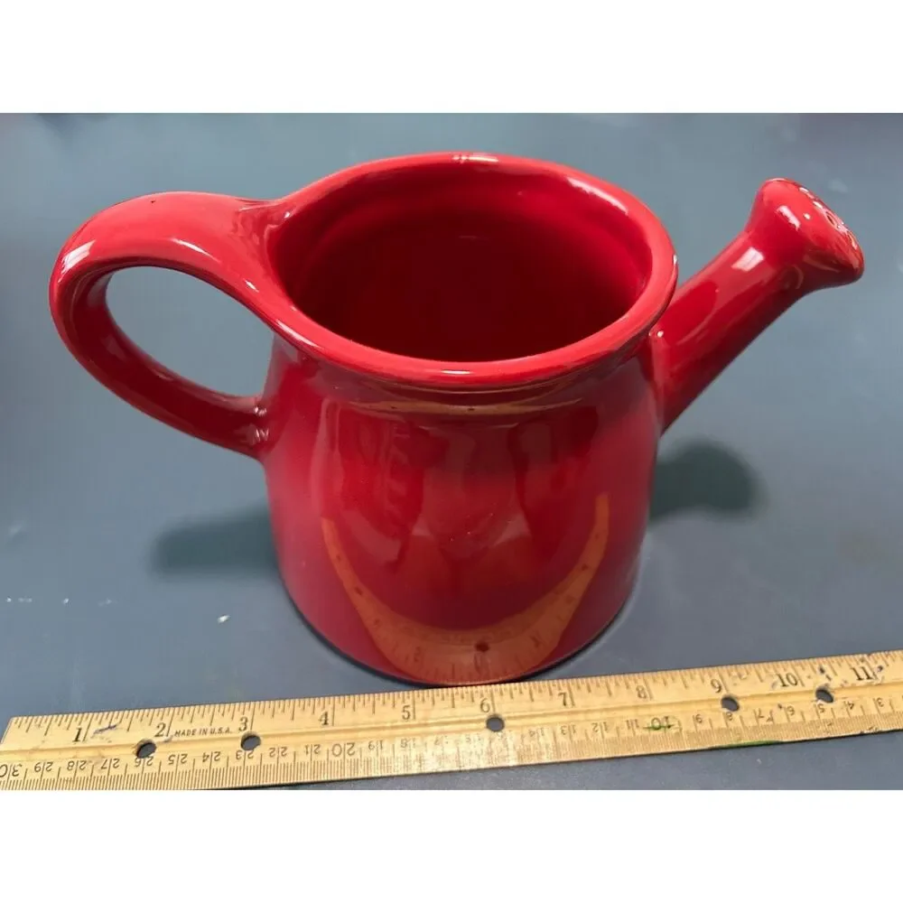 red, white and bloom by rae dunn. ceramic watering pitcher